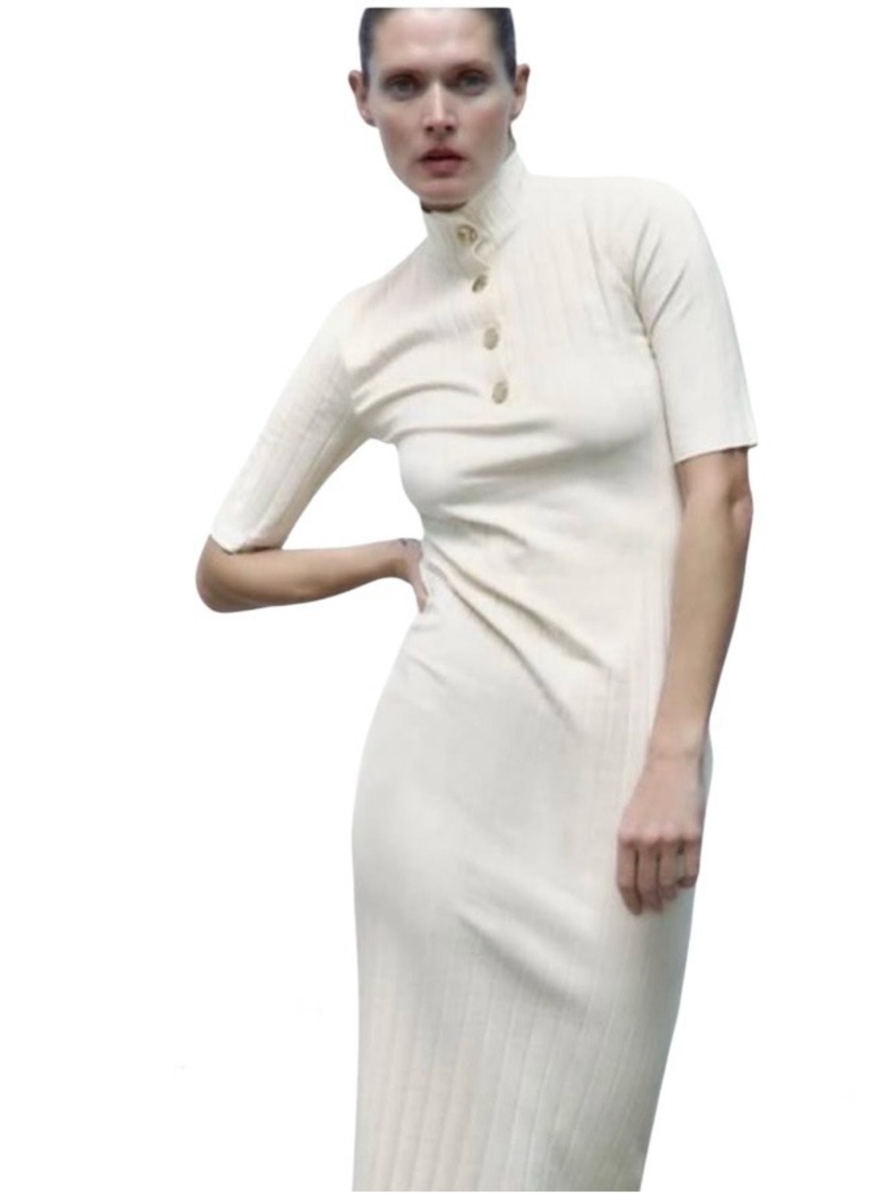 Zara Minimalist Ribbed Midi Dress
